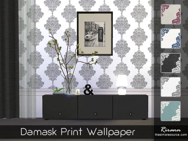  The Sims Resource: Damask Print Wallpaper by Rirann