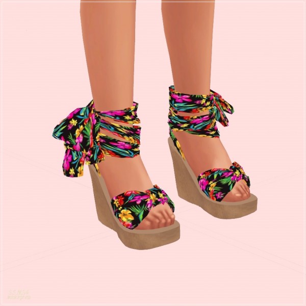 SIMS4 Marigold: Summer Ribbon Wedge Heels