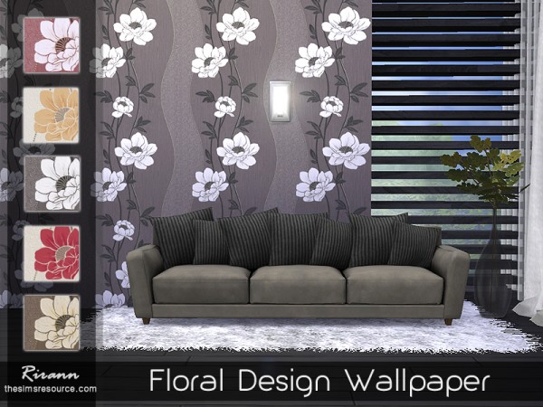  The Sims Resource: Floral Design Wallpaper by Rirann