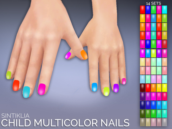  The Sims Resource: Multicolor child nails by Sintiklia