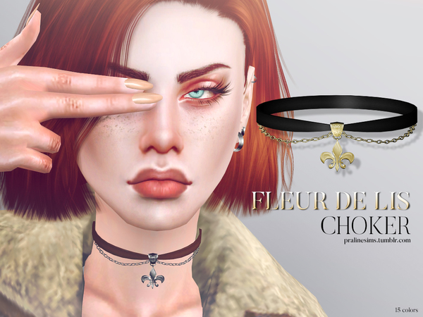  The Sims Resource: Fleur De Lis Choker by Pralinesims