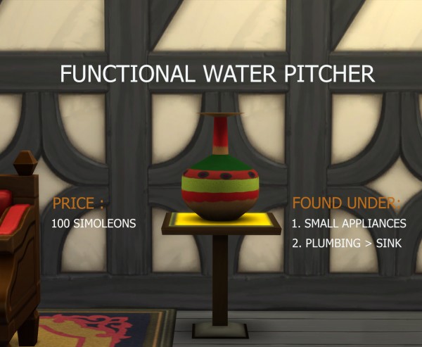  Mod The Sims: Functional Water Pitcher by icemunmun