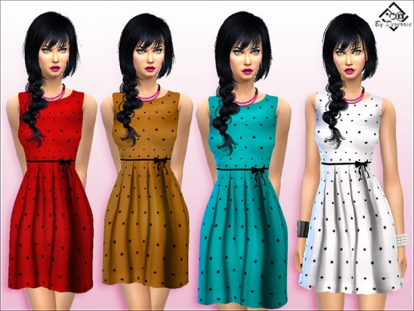 The Sims Resource: PolkaDot Dress New by Devirose