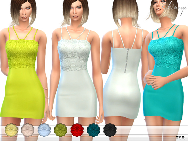  The Sims Resource: Strappy Lace Bodycon Dress by ekinege