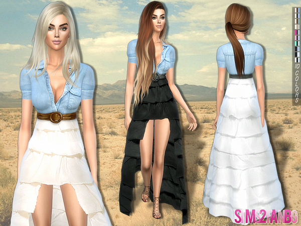  The Sims Resource: 207   Boho waterfall dress by sims2fanbg