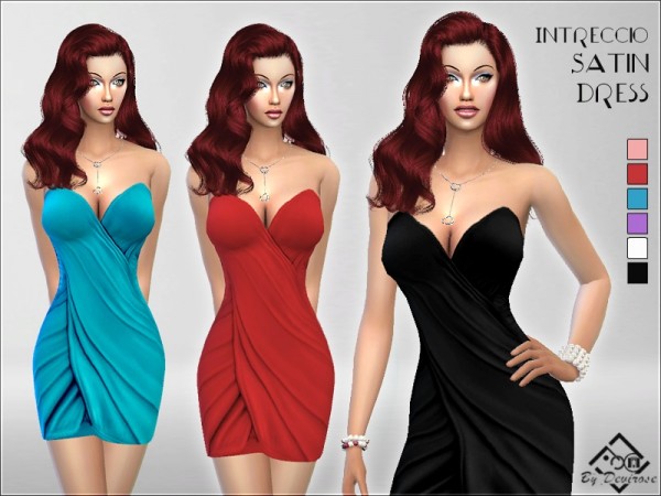  The Sims Resource: Intreccio Satin Dress by Devirose