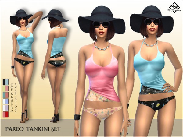  The Sims Resource: Pareo Tankini Set by Devirose