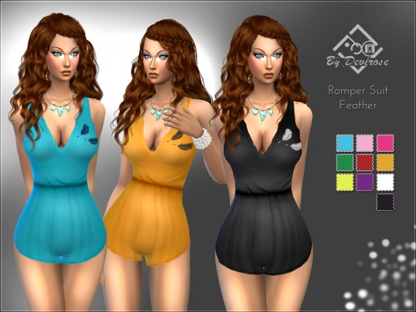  The Sims Resource: Romper Suit Feather by Devirose
