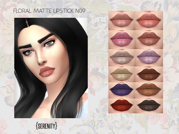  The Sims Resource: Floral Matte lipstick N09 by serenity cc