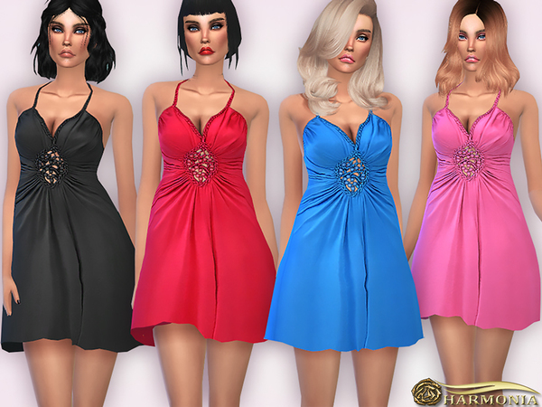  The Sims Resource: Weaving Beaded Detail Babydoll Dress by Harmonia
