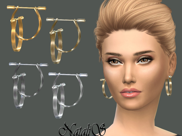  The Sims Resource: Tie pin hoop earrings by NataliS