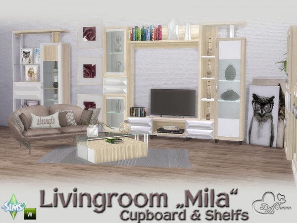  The Sims Resource: Mila Living Cupboard & Shelfs