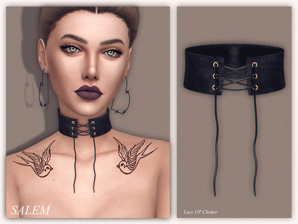  The Sims Resource: Lace Up Choker by Salem C