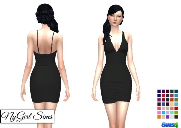  NY Girl Sims: Deep V Neck Mini Dress