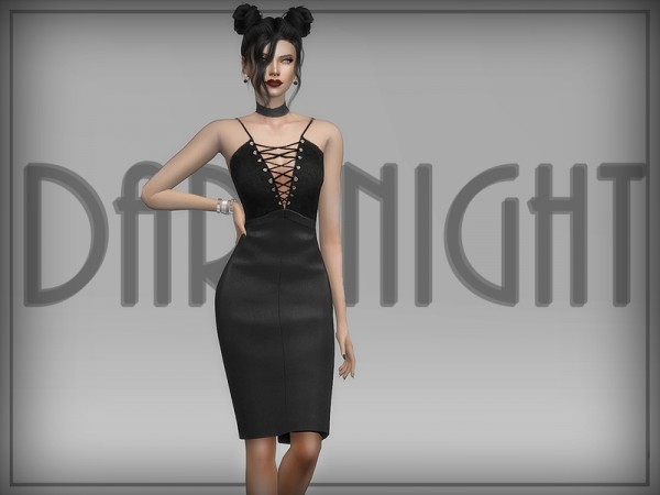  The Sims Resource: Leather and Suede Dress by DarkNighTt