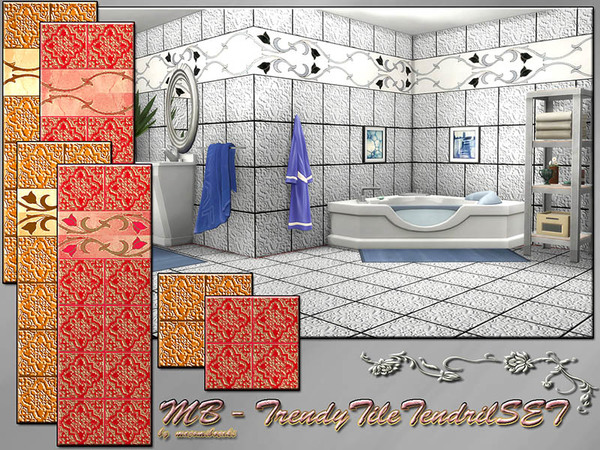  The Sims Resource: Trendy Tile Tendril SET