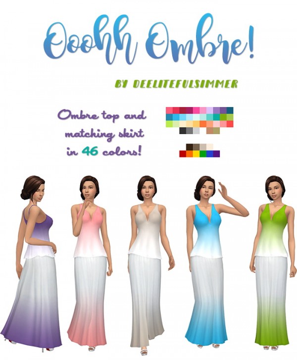  Simsworkshop: Ombre Top and Skirt by deelitefulsimmer