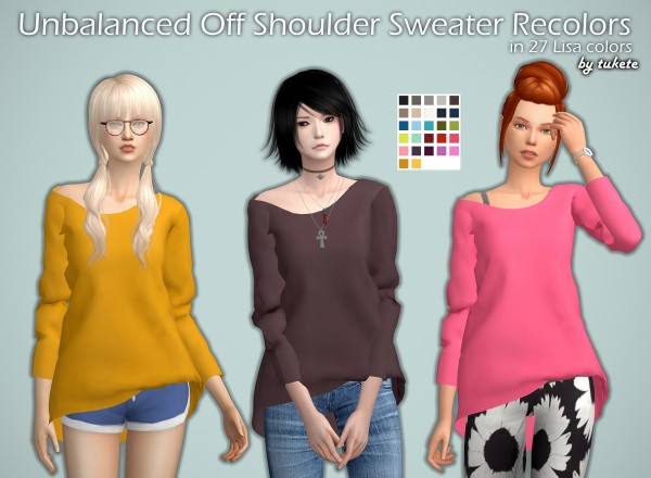  Tukete: Unbalanced Off Shoulder Sweater