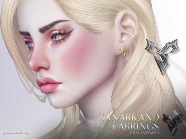  The Sims Resource: Zanarkand Earrings by Pralinesims