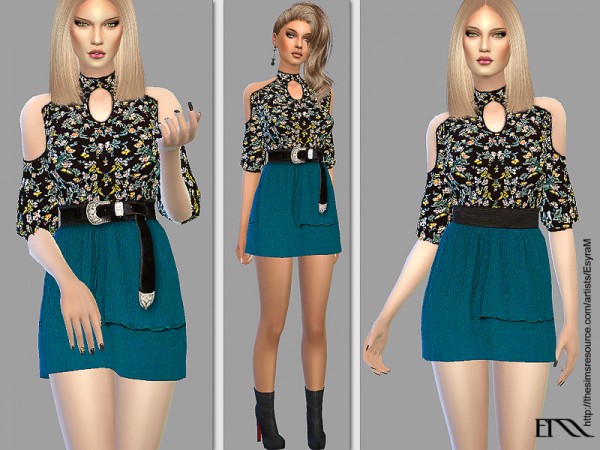  The Sims Resource: Poppy Floral Dress by EsyraM
