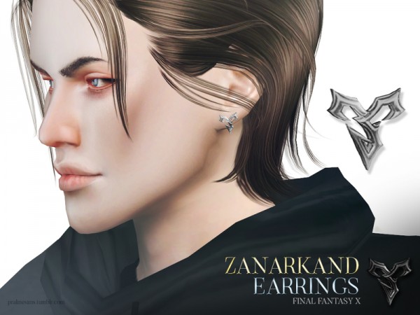  The Sims Resource: Zanarkand Earrings by Pralinesims