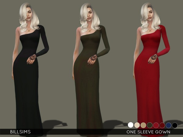  The Sims Resource: One Sleeve Gown by Bill Sims