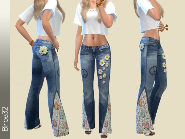  The Sims Resource: Hippie Jeans Deisies by Birba32