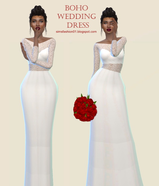  Sims Fashion 01: Boho Wedding Dress
