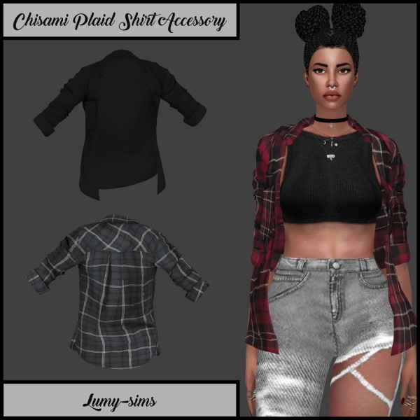 LumySims: Chisami Plaid Shirt Accessory • Sims 4 Downloads