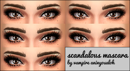  Mod The Sims: Scandalous Mascara  5 styles  by Vampire Aninyosaloh