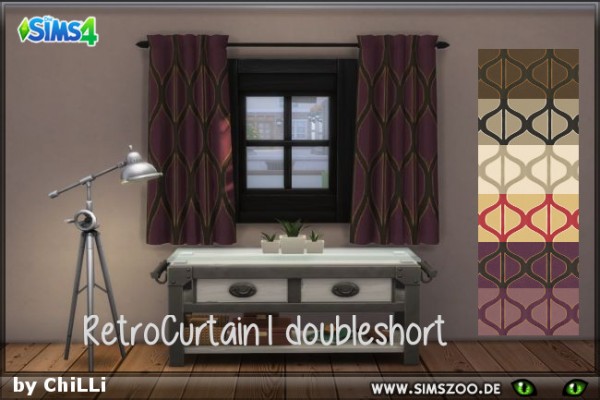 Blackys Sims 4 Zoo: Double short curtains by ChiLLi