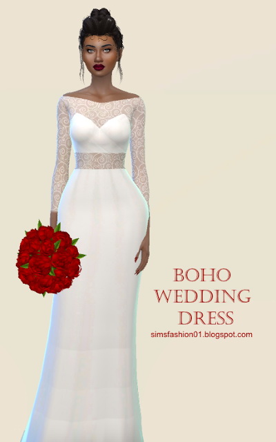  Sims Fashion 01: Boho Wedding Dress
