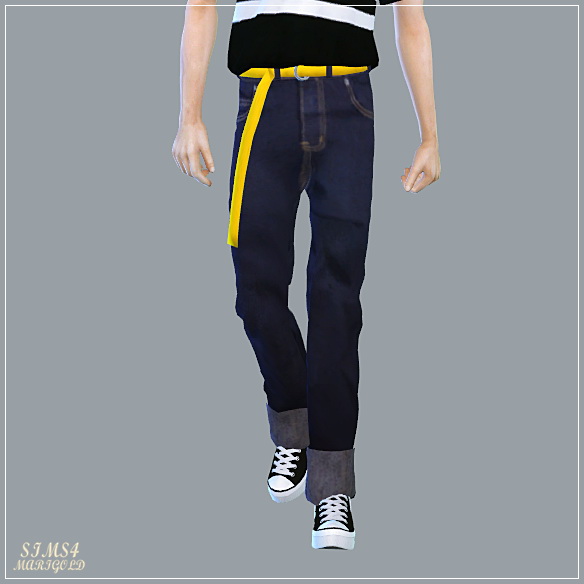  SIMS4 Marigold: Retro Roll Up Jeans With Belt