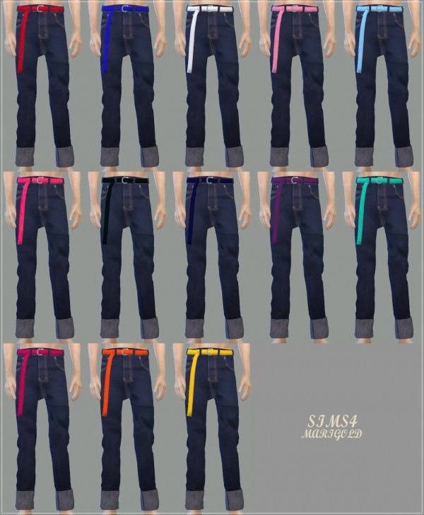  SIMS4 Marigold: Retro Roll Up Jeans With Belt
