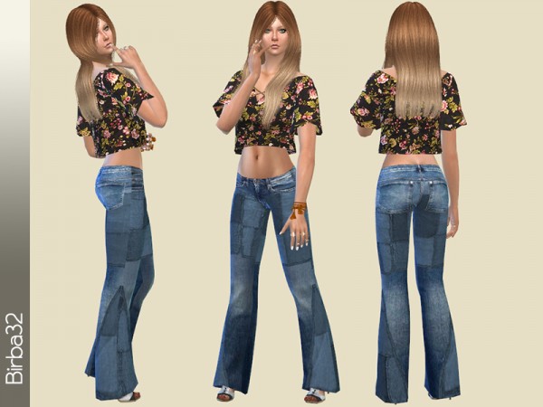The Sims Resource: Hippie jeans Patches by Birba32 • Sims 4 Downloads