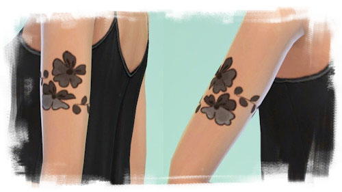  La Luna Rossa Sims: Left Arm Tattoo   Flowers
