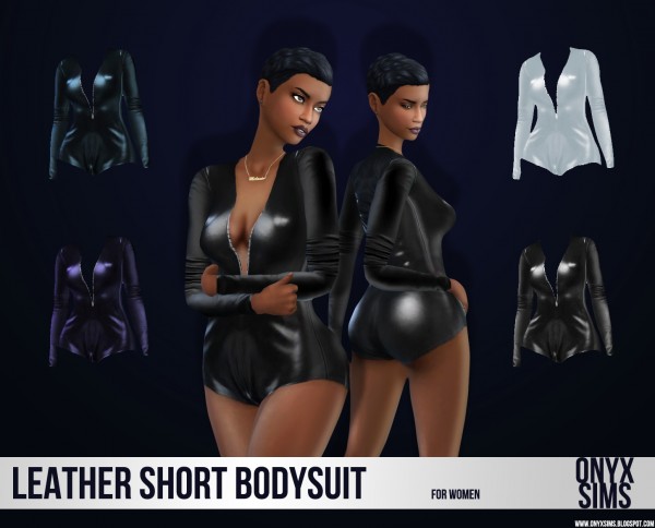  Onyx Sims: Leather Short Bodysuit