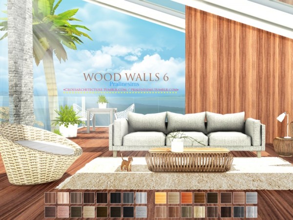  The Sims Resource: Wood Walls 6 by Pralinesims