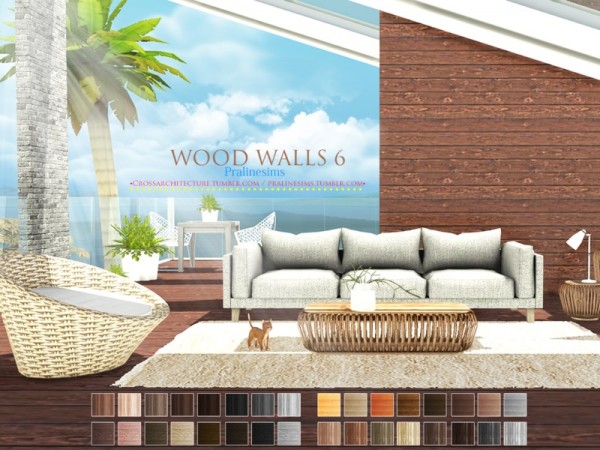  The Sims Resource: Wood Walls 6 by Pralinesims