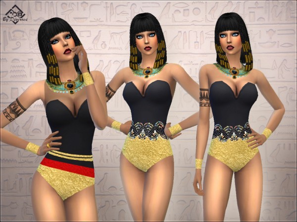  The Sims Resource: Egyptian Swimsuit Nefer by Devirose