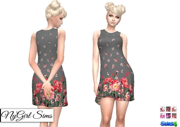  NY Girl Sims: Sleeveless Floral Bordered Dress
