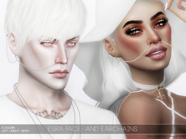  The Sims Resource: Esra Face and Earchains by Pralinesims