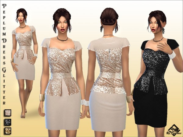  The Sims Resource: Peplum Dress Glitter by Devirose