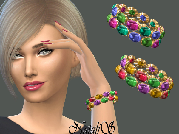  The Sims Resource: Multicolor gems bracelet by NataliS