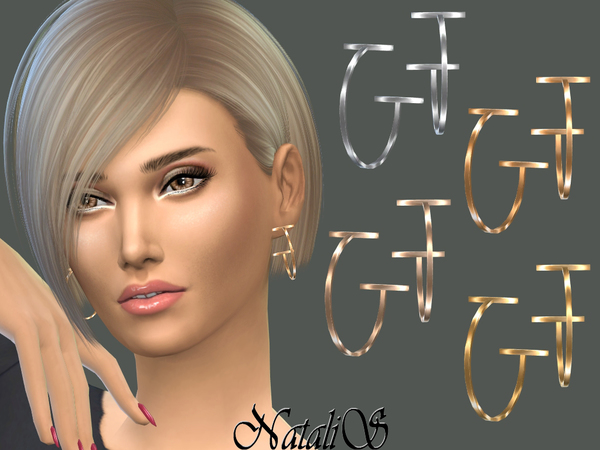  The Sims Resource: T  wire hoop earrings by NataliS