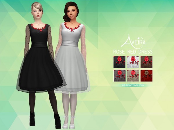  Aveira Sims 4: Rose Red dress