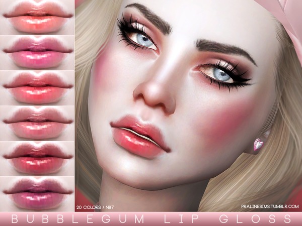  The Sims Resource: Bubblegum Lip Gloss N87 by Pralinesims