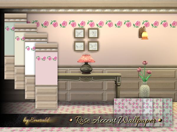  The Sims Resource: Rose Accent Wallpaper by emerald