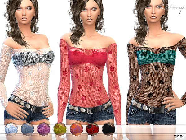  The Sims Resource: Flower Mesh Top by ekinege