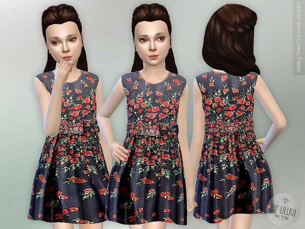  The Sims Resource: Floral Print Dress by lillka